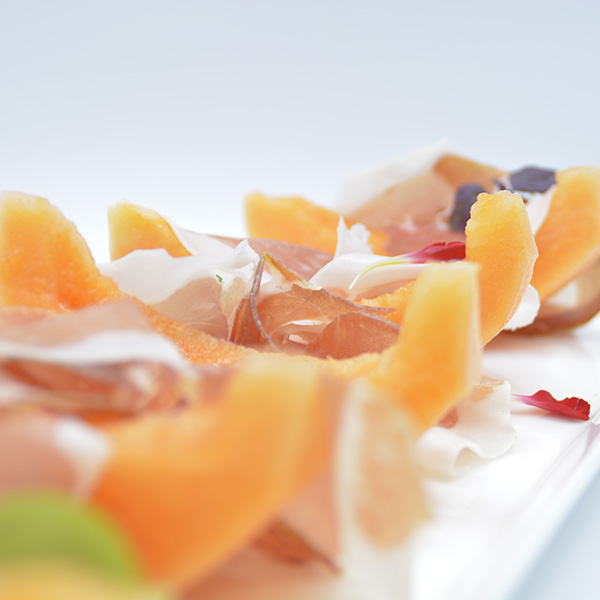 Parma ham 18 months and Cantalupo melon