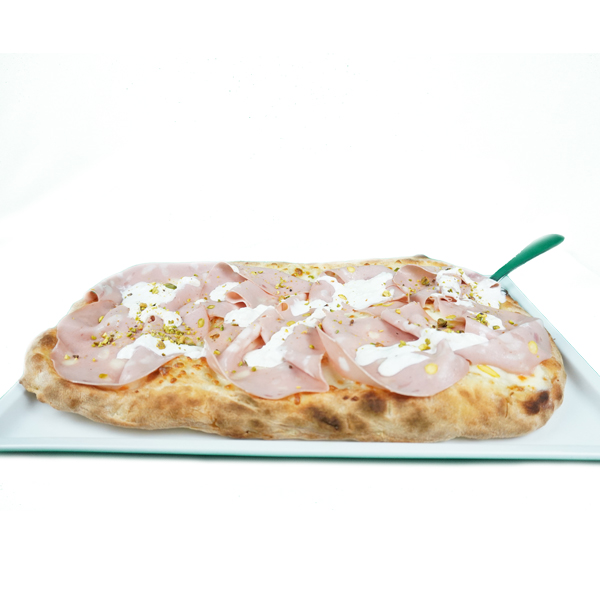 Pizza mortadella e pistacchio